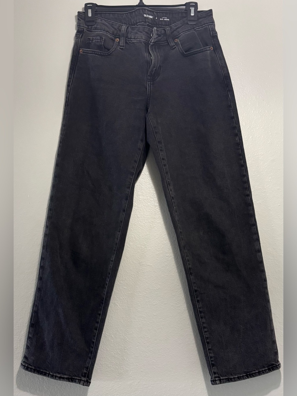 Straight black blue jeans